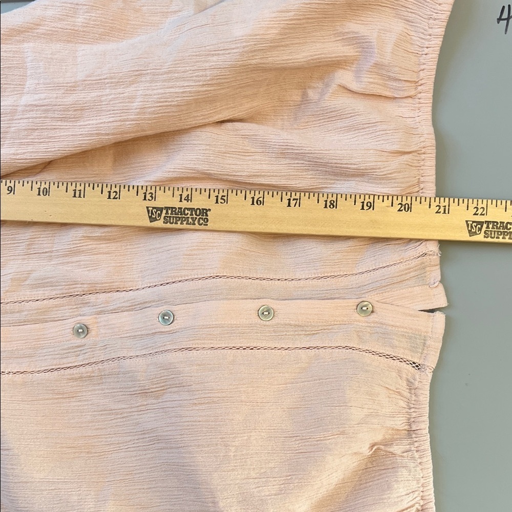Lucky Brand Long Sleeve Pintuck Bubble Top Blouse Pink Lace L - Picture 8 of 10